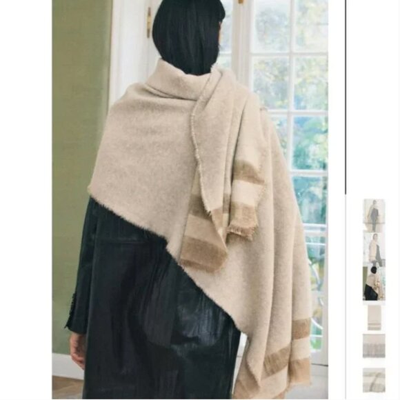 NWT ZARA STRIPED SCARF SAND - Picture 3 of 6